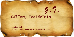Géczy Teofánia névjegykártya